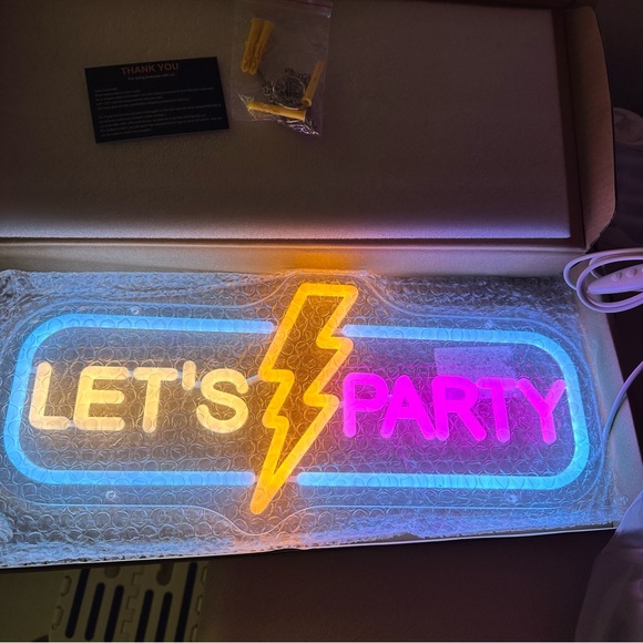 Lets Party Neon Sign, Dimmable Neon Lights Signs for Wall Decor, LED Neon Signs, - Picture 2 of 11